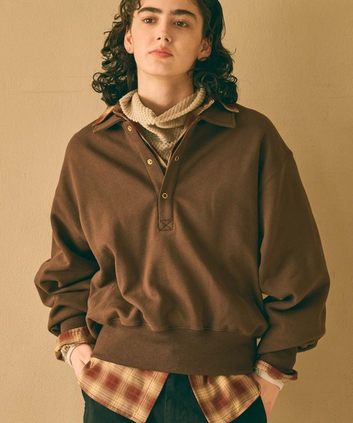 kha:ki(カーキ)の「「KHA:KI / カーキ」SWEAT POLO PULLOVER(Tシャツ/カットソー・レディース・ピンク/ブラウン/アッシュグレー/ブラック・FREE)」の3枚目の写真