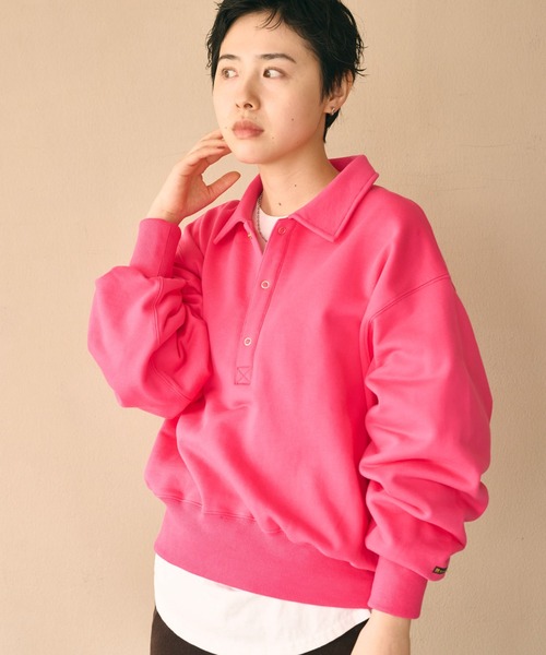 kha:ki(カーキ)の「「KHA:KI / カーキ」SWEAT POLO PULLOVER(Tシャツ/カットソー・レディース・ピンク/ブラウン/アッシュグレー/ブラック・FREE)」の4枚目の写真
