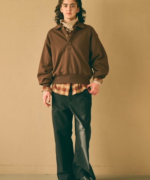 kha:ki(カーキ)の「「KHA:KI / カーキ」SWEAT POLO PULLOVER(Tシャツ/カットソー・レディース・ピンク/ブラウン/アッシュグレー/ブラック・FREE)」の13枚目の写真