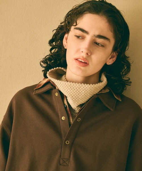 kha:ki(カーキ)の「「KHA:KI / カーキ」SWEAT POLO PULLOVER(Tシャツ/カットソー・レディース・ピンク/ブラウン/アッシュグレー/ブラック・FREE)」の14枚目の写真