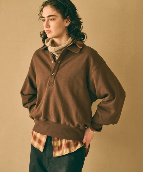 kha:ki(カーキ)の「「KHA:KI / カーキ」SWEAT POLO PULLOVER(Tシャツ/カットソー・レディース・ピンク/ブラウン/アッシュグレー/ブラック・FREE)」の18枚目の写真