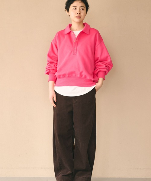 kha:ki(カーキ)の「「KHA:KI / カーキ」SWEAT POLO PULLOVER(Tシャツ/カットソー・レディース・ピンク/ブラウン/アッシュグレー/ブラック・FREE)」の20枚目の写真