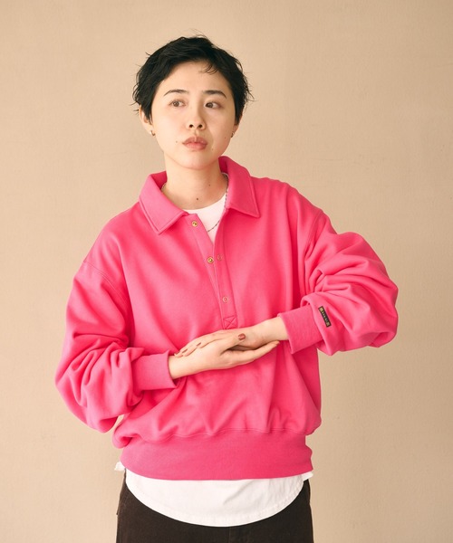 kha:ki(カーキ)の「「KHA:KI / カーキ」SWEAT POLO PULLOVER(Tシャツ/カットソー・レディース・ピンク/ブラウン/アッシュグレー/ブラック・FREE)」の21枚目の写真