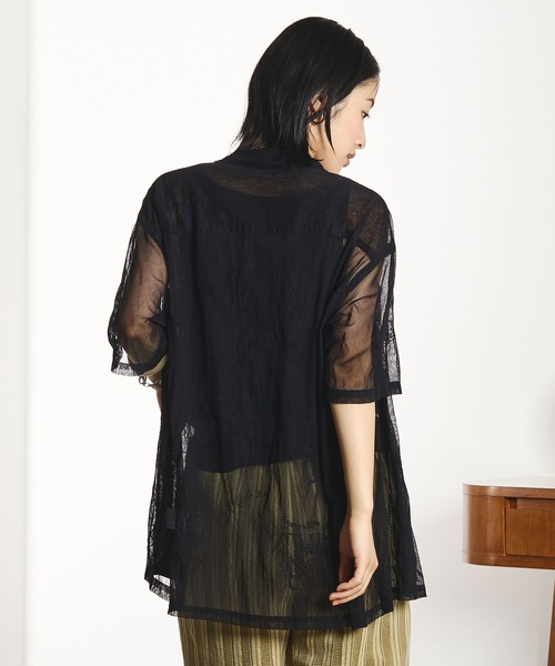 INDIA IS BEAUTIFUL（インディアイズビューティフル）の「【ROSE BUD別注】INDIA IS BEAUTIFUL/EMBROIDERED SHEER TULLE SHIRT（シャツ/ブラウス・レディース・ホワイト/ブラック・ONE SIZE）」の6枚目の写真