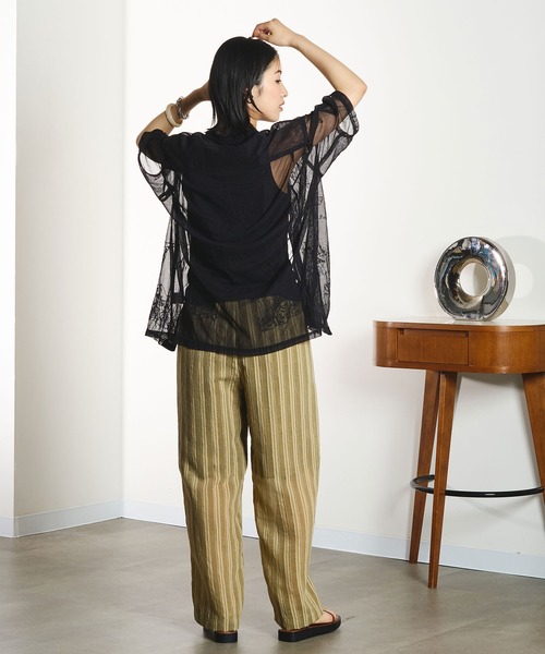 INDIA IS BEAUTIFUL（インディアイズビューティフル）の「【ROSE BUD別注】INDIA IS BEAUTIFUL/EMBROIDERED SHEER TULLE SHIRT（シャツ/ブラウス・レディース・ホワイト/ブラック・ONE SIZE）」の10枚目の写真