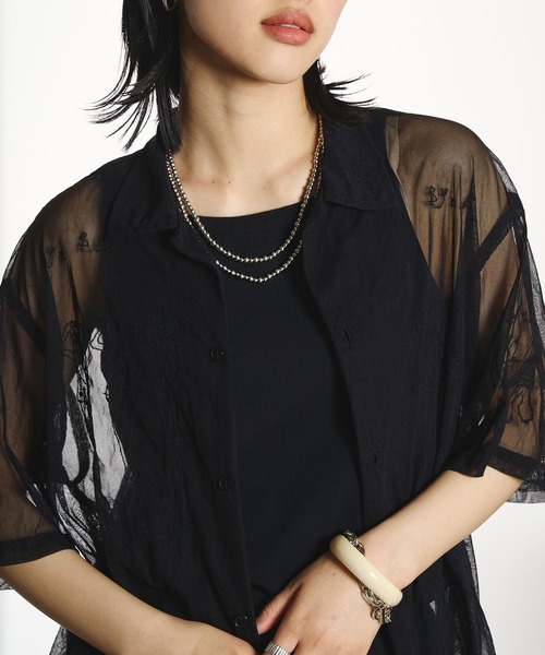 INDIA IS BEAUTIFUL（インディアイズビューティフル）の「【ROSE BUD別注】INDIA IS BEAUTIFUL/EMBROIDERED SHEER TULLE SHIRT（シャツ/ブラウス・レディース・ホワイト/ブラック・ONE SIZE）」の11枚目の写真