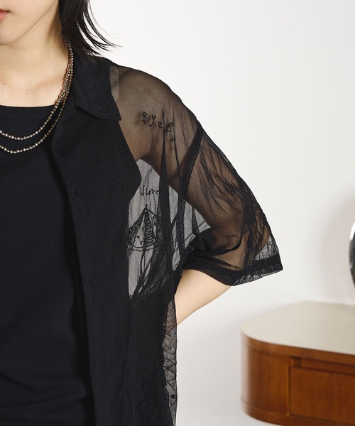 INDIA IS BEAUTIFUL（インディアイズビューティフル）の「【ROSE BUD別注】INDIA IS BEAUTIFUL/EMBROIDERED SHEER TULLE SHIRT（シャツ/ブラウス・レディース・ホワイト/ブラック・ONE SIZE）」の12枚目の写真