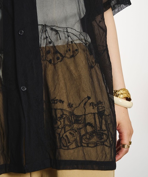 INDIA IS BEAUTIFUL（インディアイズビューティフル）の「【ROSE BUD別注】INDIA IS BEAUTIFUL/EMBROIDERED SHEER TULLE SHIRT（シャツ/ブラウス・レディース・ホワイト/ブラック・ONE SIZE）」の14枚目の写真