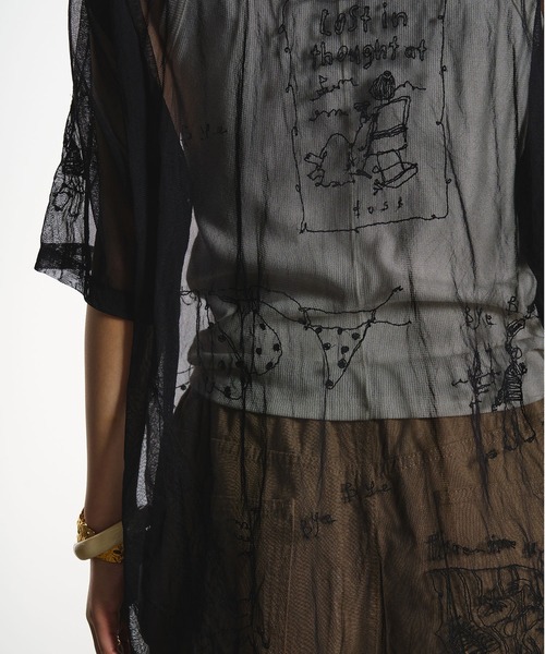 INDIA IS BEAUTIFUL（インディアイズビューティフル）の「【ROSE BUD別注】INDIA IS BEAUTIFUL/EMBROIDERED SHEER TULLE SHIRT（シャツ/ブラウス・レディース・ホワイト/ブラック・ONE SIZE）」の15枚目の写真