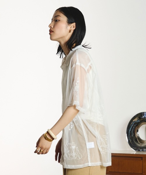 INDIA IS BEAUTIFUL（インディアイズビューティフル）の「【ROSE BUD別注】INDIA IS BEAUTIFUL/EMBROIDERED SHEER TULLE SHIRT（シャツ/ブラウス・レディース・ホワイト/ブラック・ONE SIZE）」の16枚目の写真