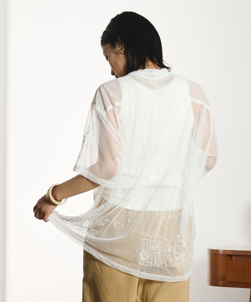 INDIA IS BEAUTIFUL（インディアイズビューティフル）の「【ROSE BUD別注】INDIA IS BEAUTIFUL/EMBROIDERED SHEER TULLE SHIRT（シャツ/ブラウス・レディース・ホワイト/ブラック・ONE SIZE）」の17枚目の写真