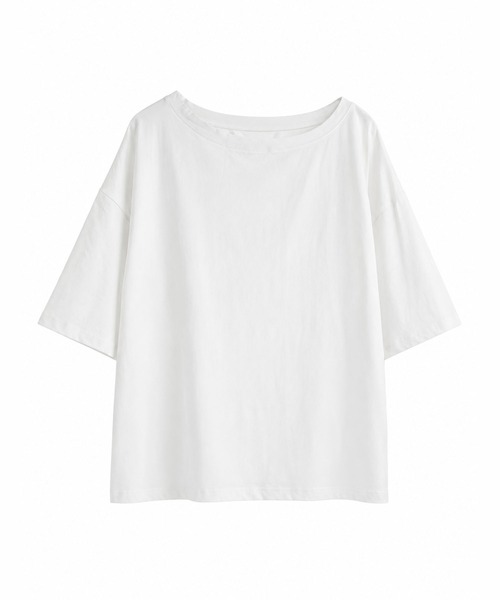 aimoha(アイモハ)の「ワンショルダー風ビッグTシャツ(Tシャツ/カットソー・レディース・ダークグレー/ホワイト・FREE)」の19枚目の写真
