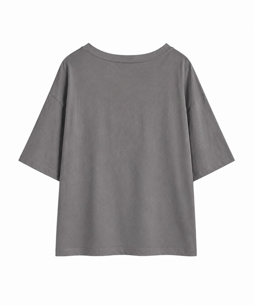aimoha(アイモハ)の「ワンショルダー風ビッグTシャツ(Tシャツ/カットソー・レディース・ダークグレー/ホワイト・FREE)」の20枚目の写真