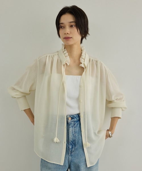 SALON adam et rope'（サロン アダム エ ロペ）の「マルチWAYフリルカラーブラウス（シャツ/ブラウス・レディース・オフホワイト/ブラウン/ブラック・FREE）」の4枚目の写真