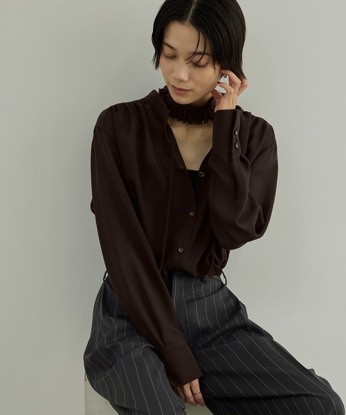 SALON adam et rope'（サロン アダム エ ロペ）の「マルチWAYフリルカラーブラウス（シャツ/ブラウス・レディース・オフホワイト/ブラウン/ブラック・FREE）」の20枚目の写真