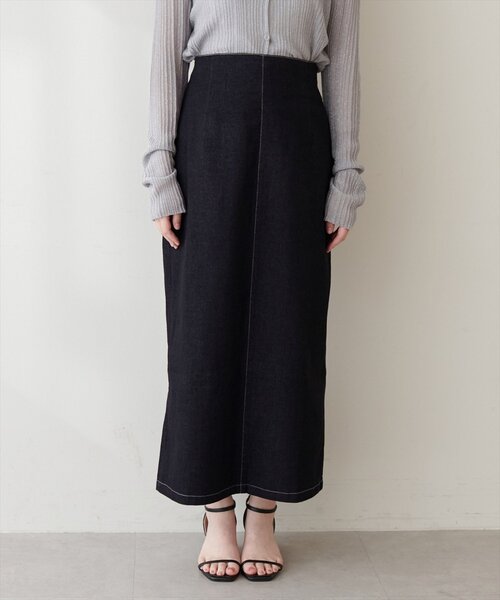 natural couture(ナチュラルクチュール)の「バックリボンストレッチスカート(デニムスカート・レディース・ブルー/インディゴブルー/ブラック・FREE)」の10枚目の写真