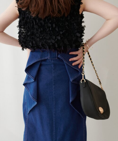 natural couture(ナチュラルクチュール)の「バックリボンストレッチスカート(デニムスカート・レディース・ブルー/インディゴブルー/ブラック・FREE)」の18枚目の写真