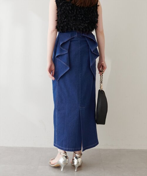 natural couture(ナチュラルクチュール)の「バックリボンストレッチスカート(デニムスカート・レディース・ブルー/インディゴブルー/ブラック・FREE)」の19枚目の写真