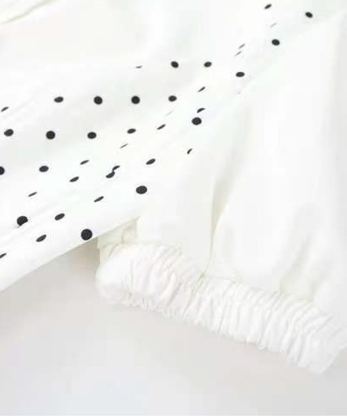 LA POMME petit（ラポミ・プチ）の「Ivory Polka Lace Up Flare Skirt Set Up（セットアップ・レディース・ホワイト・SMALL/LARGE/MEDIUM）」の5枚目の写真