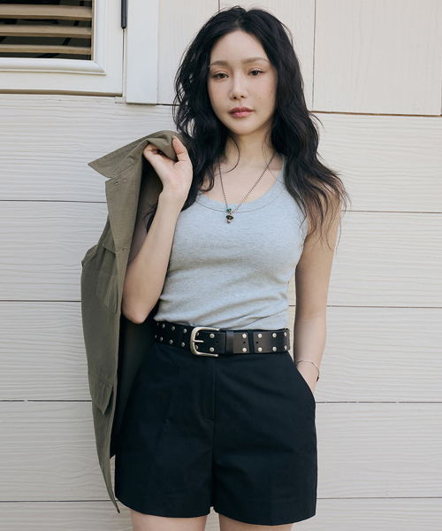 MORVE13（モルブ13）の「センティル スクープネック スリーブレス（メランジグレー）（Tシャツ/カットソー・レディース・ブラック/ネイビー/ダークグリーン/バーガンディー/ライトグレー/アイボリー・FREE）」の7枚目の写真