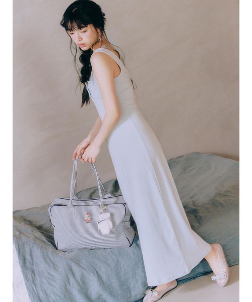 LILY BROWN（リリーブラウン）の「レイヤードレースアップカットワンピース（ワンピース・レディース・ライトブルー/ホワイト/ブラック・F）」の6枚目の写真
