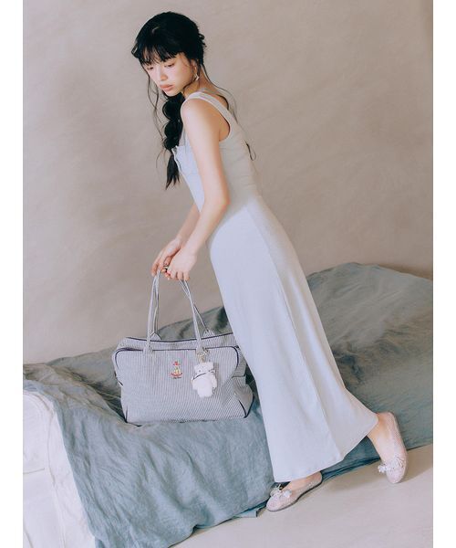 LILY BROWN（リリーブラウン）の「レイヤードレースアップカットワンピース（ワンピース・レディース・ライトブルー/ホワイト/ブラック・F）」の8枚目の写真