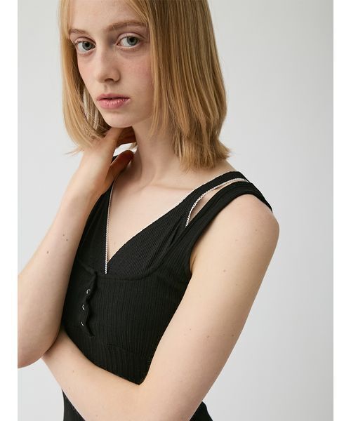 LILY BROWN（リリーブラウン）の「レイヤードレースアップカットワンピース（ワンピース・レディース・ライトブルー/ホワイト/ブラック・F）」の14枚目の写真