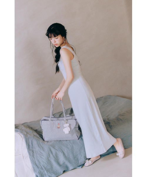 LILY BROWN（リリーブラウン）の「レイヤードレースアップカットワンピース（ワンピース・レディース・ライトブルー/ホワイト/ブラック・F）」の3枚目の写真