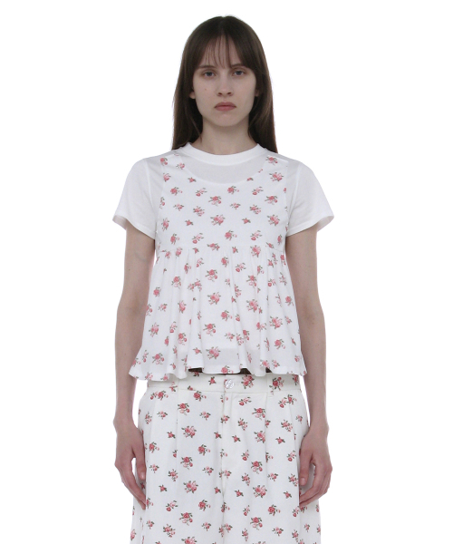 PARTIMENTO WOMEN（パルティメントウィメン）の「オーバーレイペプラムショートスリーブTシャツ_ホワイトフローラル（Tシャツ/カットソー・レディース・その他・SMALL/MEDIUM）」の3枚目の写真