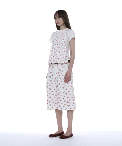 PARTIMENTO WOMEN（パルティメントウィメン）の「オーバーレイペプラムショートスリーブTシャツ_ホワイトフローラル（Tシャツ/カットソー・レディース・その他・SMALL/MEDIUM）」の5枚目の写真