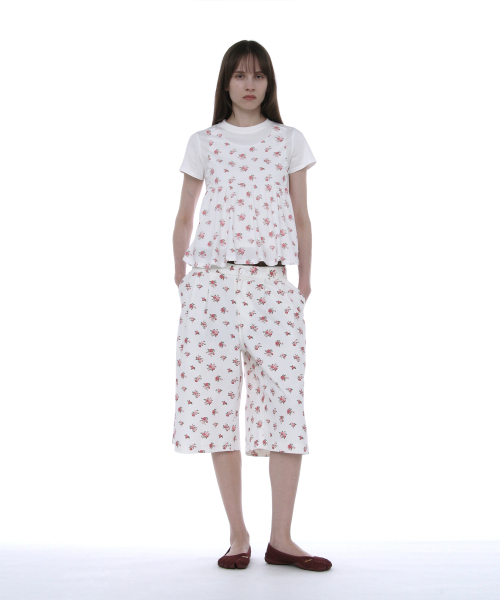 PARTIMENTO WOMEN（パルティメントウィメン）の「オーバーレイペプラムショートスリーブTシャツ_ホワイトフローラル（Tシャツ/カットソー・レディース・その他・SMALL/MEDIUM）」の7枚目の写真