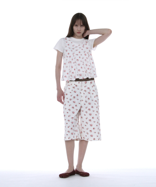 PARTIMENTO WOMEN（パルティメントウィメン）の「オーバーレイペプラムショートスリーブTシャツ_ホワイトフローラル（Tシャツ/カットソー・レディース・その他・SMALL/MEDIUM）」の8枚目の写真