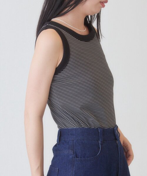 Kastane(カスタネ)の「【一部店舗限定】B ボーダーカップ付きタンクトップ(タンクトップ・レディース・サックスブルー/ブラック/ブラウン・FREE)」の6枚目の写真