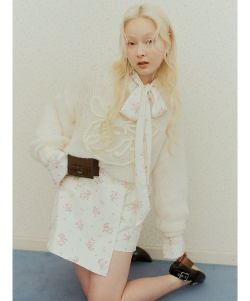 FURFUR(ファーファー)の「リボンロゴ刺繍セーター(ニット/セーター・レディース・グレー/ホワイト/サックスブルー・F)」の16枚目の写真