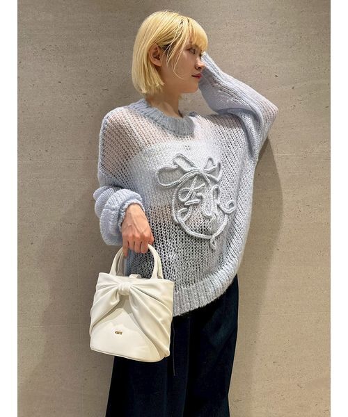 FURFUR(ファーファー)の「リボンロゴ刺繍セーター(ニット/セーター・レディース・グレー/ホワイト/サックスブルー・F)」の10枚目の写真