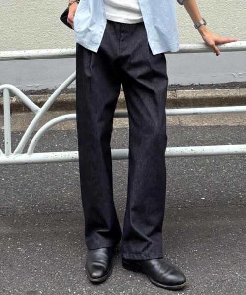 Chikashitsu +(チカシツプラス)の「【Chikashitsu +】stripe denim pants (2color) / 【チカシツプラス】ストライプデニムパンツ(デニムパンツ・メンズ・ブラック/ダークブルー・S)」の22枚目の写真