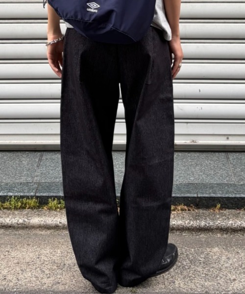 Chikashitsu +(チカシツプラス)の「【Chikashitsu +】stripe denim pants (2color) / 【チカシツプラス】ストライプデニムパンツ(デニムパンツ・メンズ・ブラック/ダークブルー・S)」の21枚目の写真