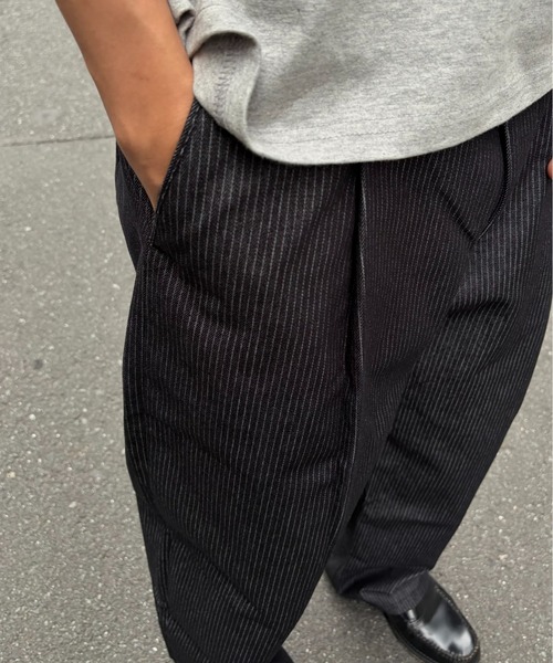 Chikashitsu +(チカシツプラス)の「【Chikashitsu +】stripe denim pants (2color) / 【チカシツプラス】ストライプデニムパンツ(デニムパンツ・メンズ・ブラック/ダークブルー・S)」の17枚目の写真