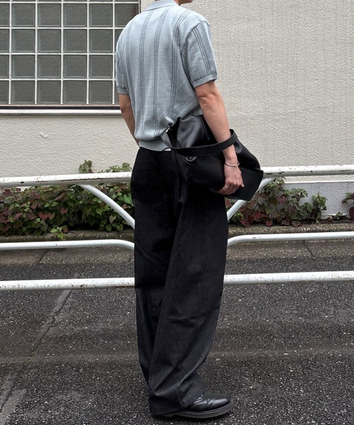 Chikashitsu +(チカシツプラス)の「【Chikashitsu +】stripe denim pants (2color) / 【チカシツプラス】ストライプデニムパンツ(デニムパンツ・メンズ・ブラック/ダークブルー・S)」の10枚目の写真