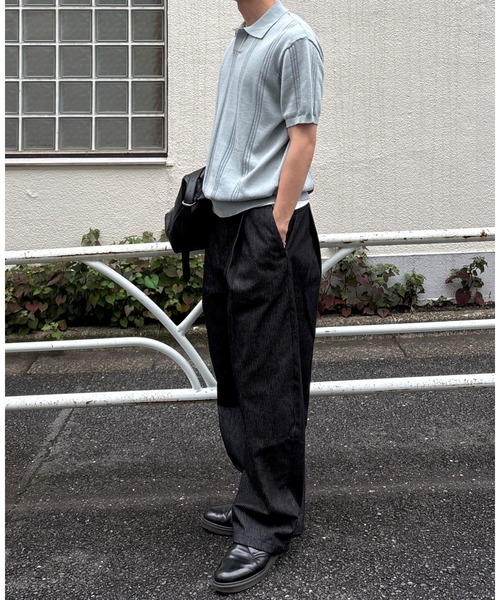 Chikashitsu +(チカシツプラス)の「【Chikashitsu +】stripe denim pants (2color) / 【チカシツプラス】ストライプデニムパンツ(デニムパンツ・メンズ・ブラック/ダークブルー・S)」の11枚目の写真