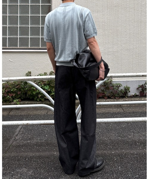 Chikashitsu +(チカシツプラス)の「【Chikashitsu +】stripe denim pants (2color) / 【チカシツプラス】ストライプデニムパンツ(デニムパンツ・メンズ・ブラック/ダークブルー・S)」の12枚目の写真