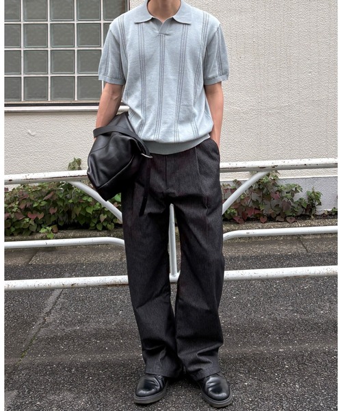 Chikashitsu +(チカシツプラス)の「【Chikashitsu +】stripe denim pants (2color) / 【チカシツプラス】ストライプデニムパンツ(デニムパンツ・メンズ・ブラック/ダークブルー・S)」の9枚目の写真
