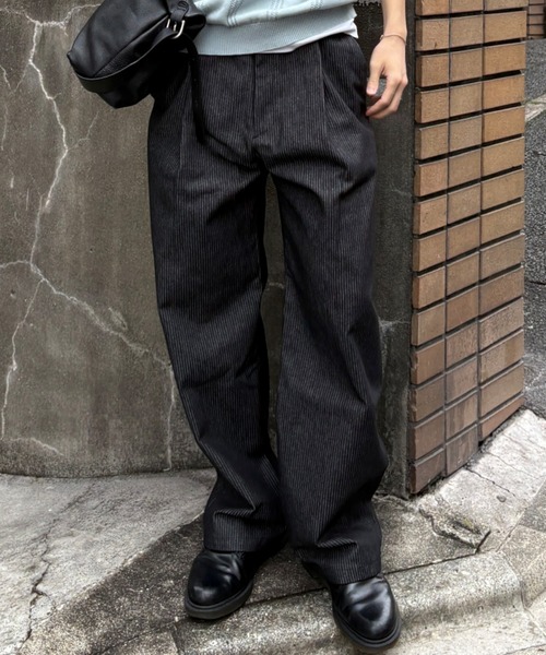 Chikashitsu +(チカシツプラス)の「【Chikashitsu +】stripe denim pants (2color) / 【チカシツプラス】ストライプデニムパンツ(デニムパンツ・メンズ・ブラック/ダークブルー・S)」の3枚目の写真