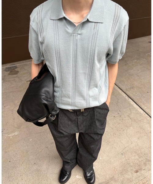 Chikashitsu +(チカシツプラス)の「【Chikashitsu +】stripe denim pants (2color) / 【チカシツプラス】ストライプデニムパンツ(デニムパンツ・メンズ・ブラック/ダークブルー・S)」の7枚目の写真