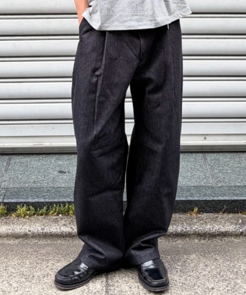 Chikashitsu +(チカシツプラス)の「【Chikashitsu +】stripe denim pants (2color) / 【チカシツプラス】ストライプデニムパンツ(デニムパンツ・メンズ・ブラック/ダークブルー・S)」の13枚目の写真