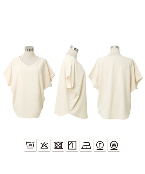 KOBE LETTUCE(コウベレタス)の「前後2way着痩せトップス(Tシャツ/カットソー・レディース・チャコール/アイボリー/ブラック・M)」の8枚目の写真
