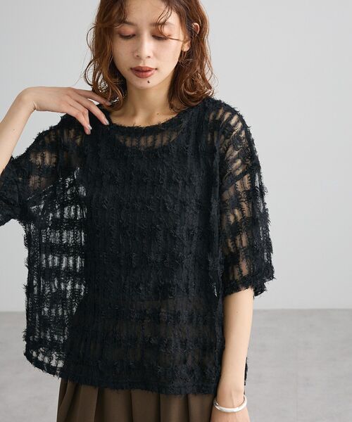 Green　Parks（グリーンパークス）の「SET2点カットフェザープルオーバー＋インナー（Tシャツ/カットソー・レディース・ブルー系その他7/アイボリー/ブラウン/ブラック・FREE）」の2枚目の写真