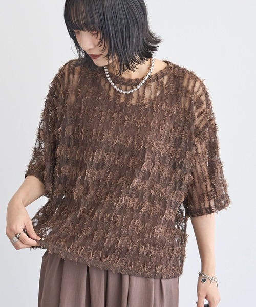 Green　Parks（グリーンパークス）の「SET2点カットフェザープルオーバー＋インナー（Tシャツ/カットソー・レディース・ブルー系その他7/アイボリー/ブラウン/ブラック・FREE）」の3枚目の写真