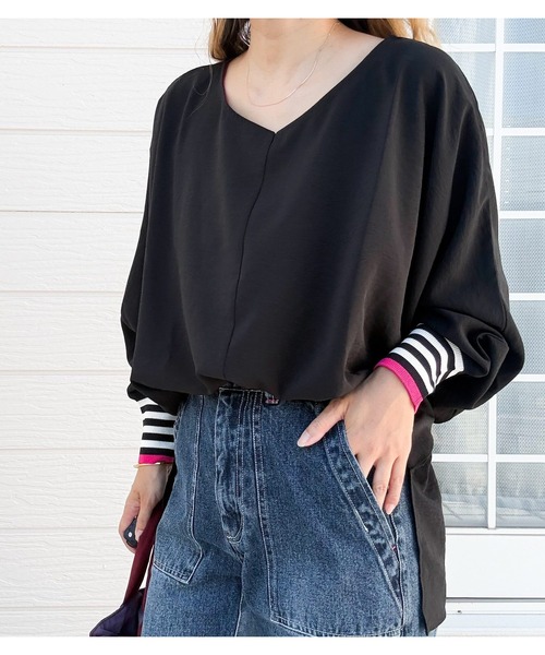 Q(キュー)の「【秋の大本命】リブドルマンPO 2026秋冬 MUSTBUY 定番(シャツ/ブラウス・レディース・ベージュ/ブラック/ターコイズブルー・MEDIUM)」の1枚目の写真