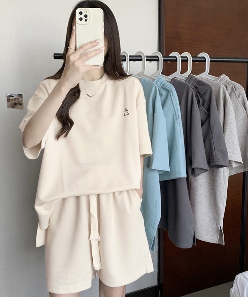 Miniministore(ミニミニストア)の「ワンポイントロゴTシャツセットアップ夏服(セットアップ・レディース・ライトブルー/アイボリー/ダークグレー/ライトグレー・FREE)」の10枚目の写真